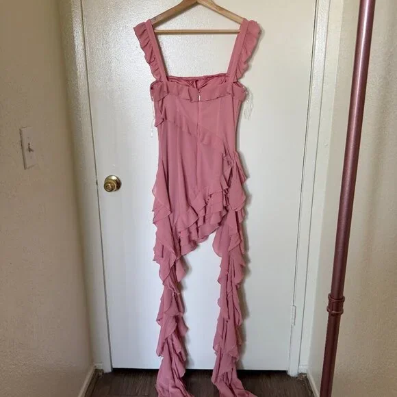 Alieva Lenora Ruffle Mini Dress In Blush Pink XS - Picture 7 of 7